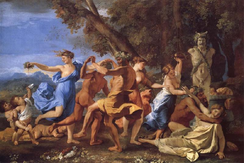 Nicolas Poussin A Bacchanalian Revel Befroe a Term of Pan oil painting image